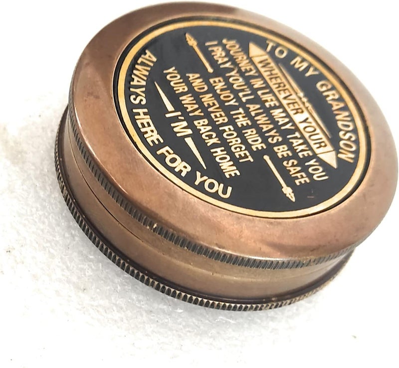 ALADEAN Gift for Grandson Brass Compass Engraved Quote | Memory Present to My Grandson Birthday, Baptism, Graduation, Confirmation, Love, Gift idea by Grandpa Grandma - Image 5